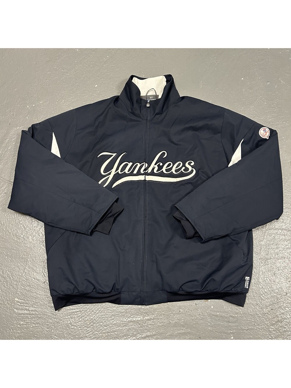 RARE New York Yankees Authentic Majestic MLB Bomber Jacket Navy Blue Size 2XL